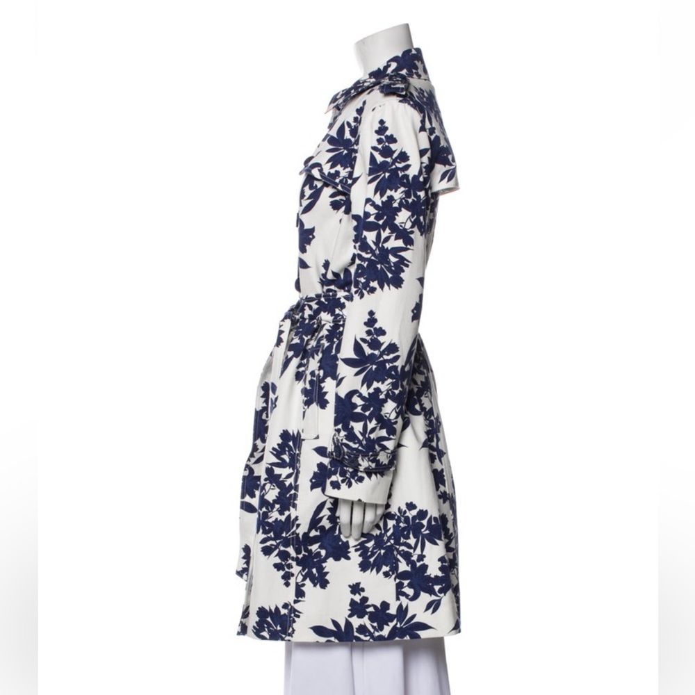 🍒 Hobbs London Analia Floral Print Blue and White Trench Coat - Picture 7 of 8
